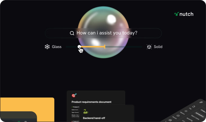 Nutch: an AI assistant prompt bar with a glass-to-solid slider